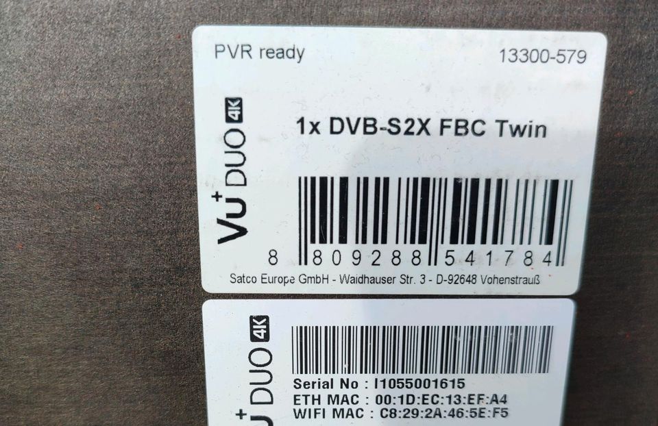 VU+ Duo 4K SE 1x DVB-S2X FBC Twin Tuner PVR Ready Linux Receiver in Waghäusel