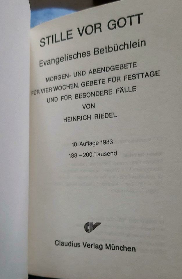 Claudius Verlag Heinrich Riedel Stille vor Gott Betbüchlein in Leer (Ostfriesland)