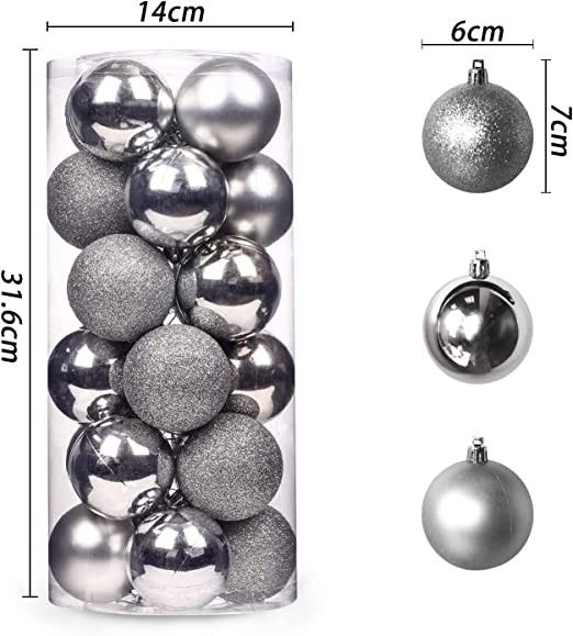 Weihnachtskugeln Silber,24 Weihnachtskugeln Plastik,Weihnachtskug in Körle