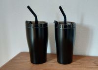 2 Thermobecher Travel Mug schwarz Edelstahl Trinkhalm TOP wie neu Baden-Württemberg - Weinstadt Vorschau