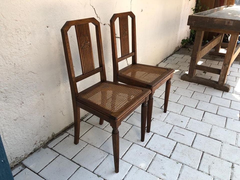 Antik Jugendstil Stühle Esszimmer Stuhl Küchenstuhl Geflecht in Völklingen