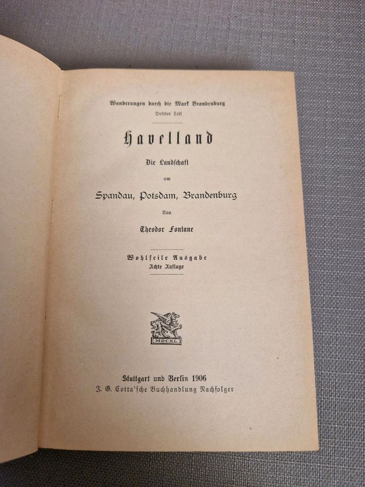 Theodor Fontane,  Havelland/ Buch/ antik 1906 in Elmshorn