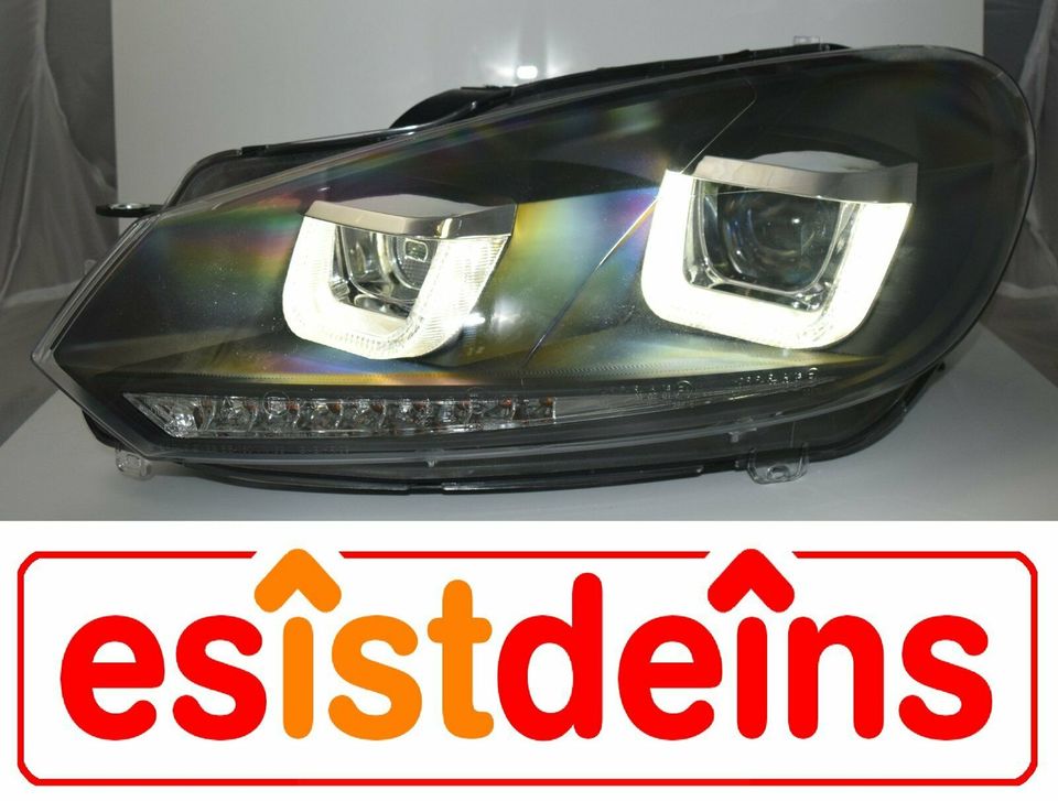 VW Golf 6 LED U-Tube Scheinwerfer Set Schwarz Lauflicht Blinker in Quickborn