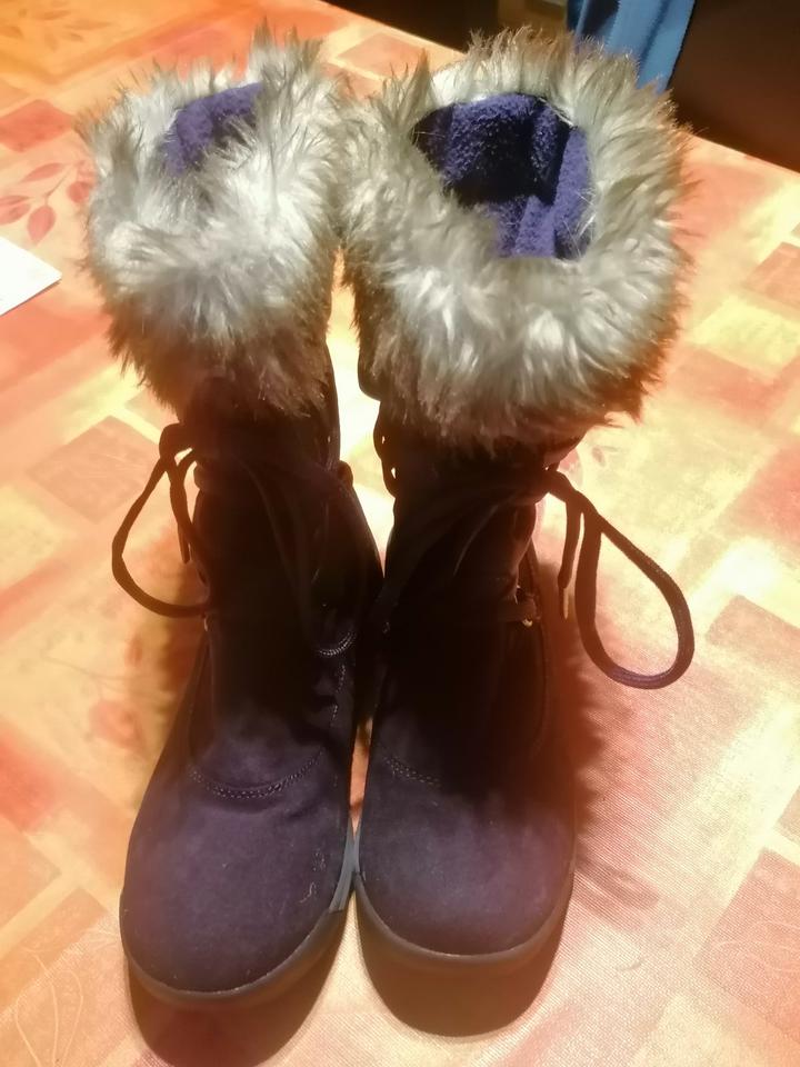 Damen STIEFEL, Gr. 38,5, LAND'S END, lila Schuhe, Thermo - Boots in Niddatal