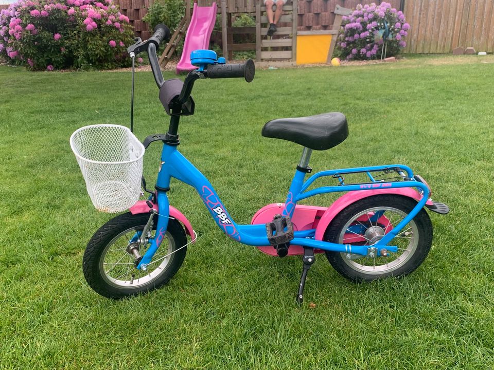 BBF-Bike 12“ Kinderfahrrad mit Stützrädern, Korb und Olafklingel in Ehra-Lessien