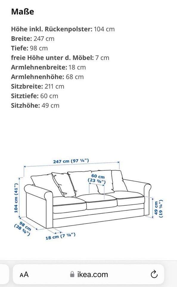 Couch Sofa Ikea GRÖNLID in Chemnitz