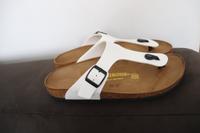 Birkenstock Gizeh Schuhe Sandalen Weiß Leder Fußbett Schmal Neu Beuel - Vilich Vorschau
