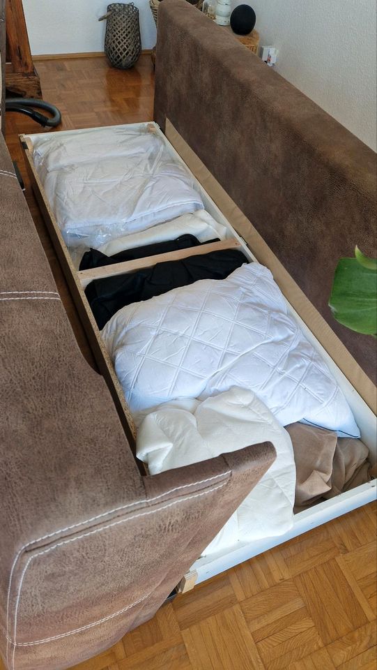 Vintage Couch ausklappbar zum Schlafen mit Stauraum in Biederitz