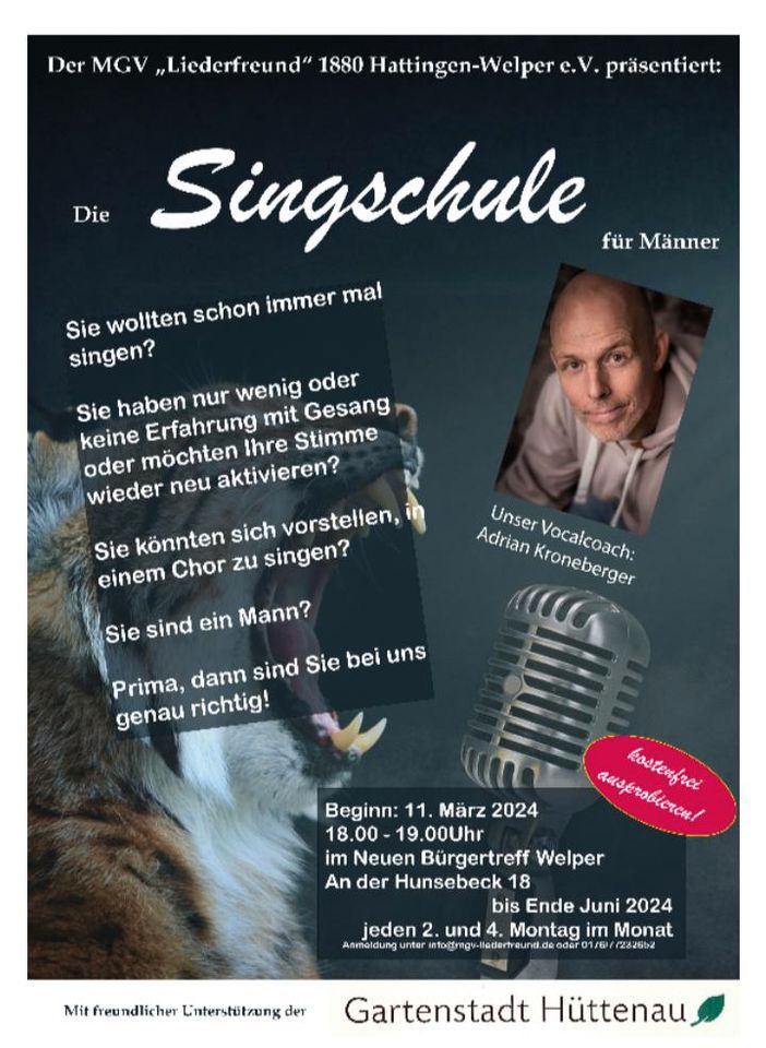 Montag geht's los: kostenloses Vocalcoaching Classic in Sprockhövel