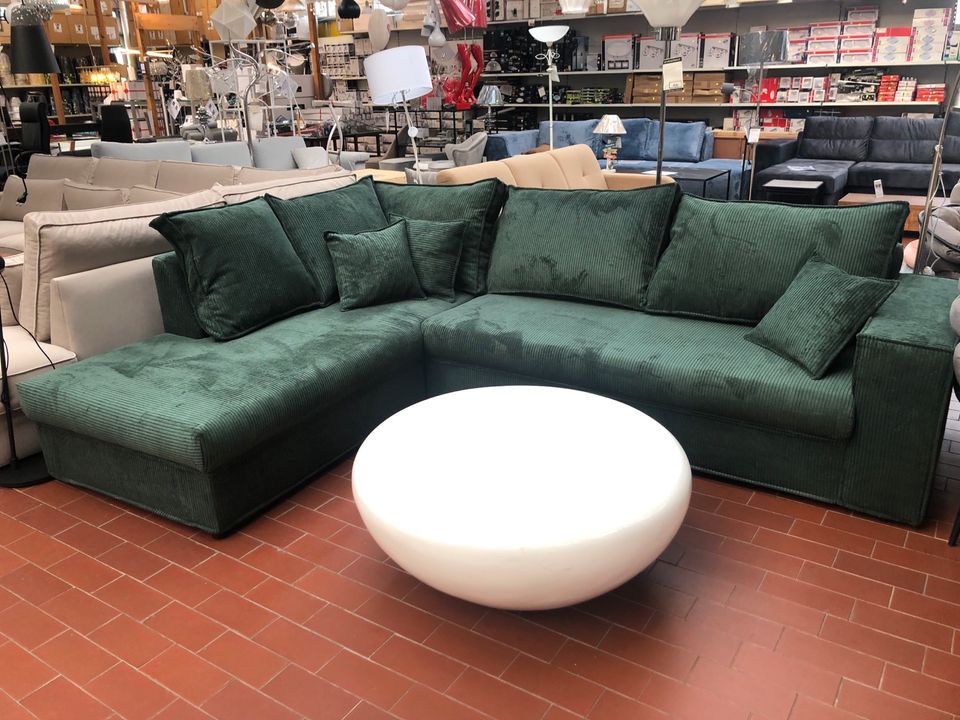 Sofa Garnitur L-Form Ecksofa "Andora" Couch Cord Grün in Bremen