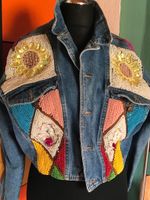 True Vintage,Disko,Cropped,Jeans Jacke mit Pailletten,Y2K,Gr. L Saarland - Großrosseln Vorschau
