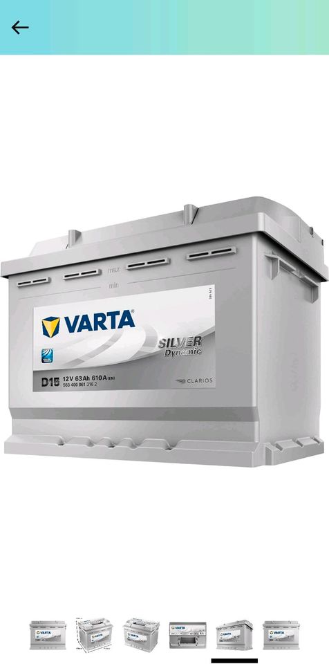 VARTA Silver Dynamic D15 Autobatterie, 563 400 061, 12 V, 63 Ah, in Kerken