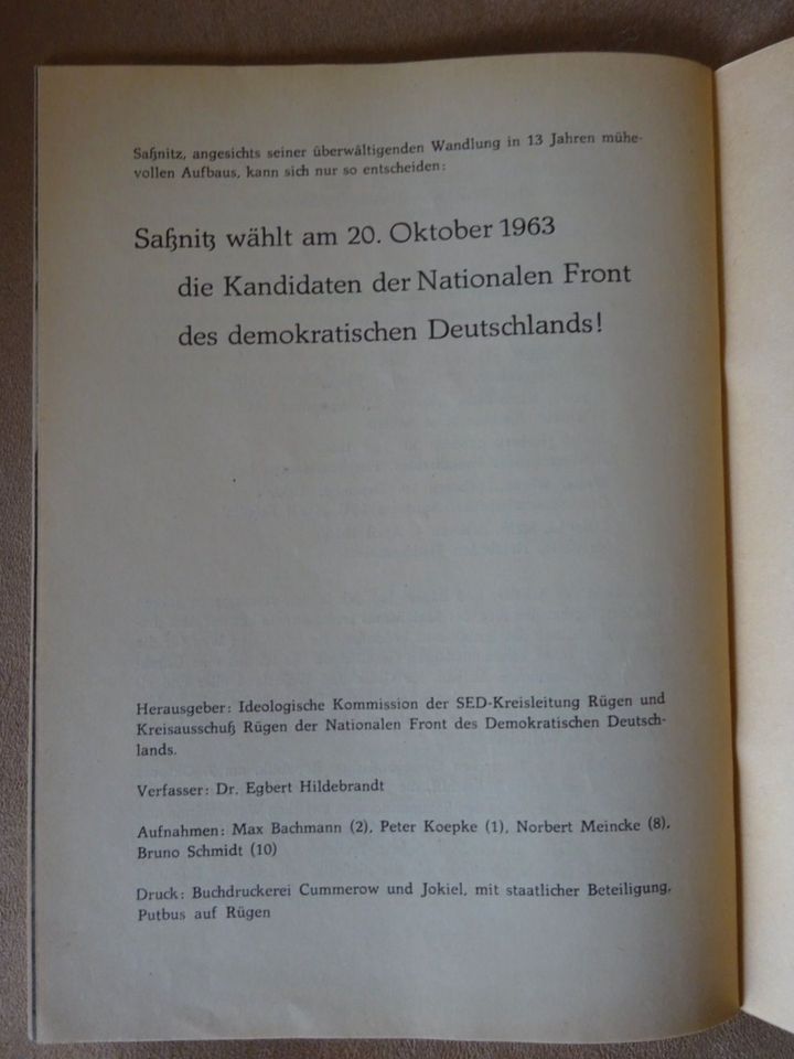 "WALTER ULBRICHT"   auf RÜGEN in SASSNITZ und BERGEN  1963 / 1965 in Sassnitz