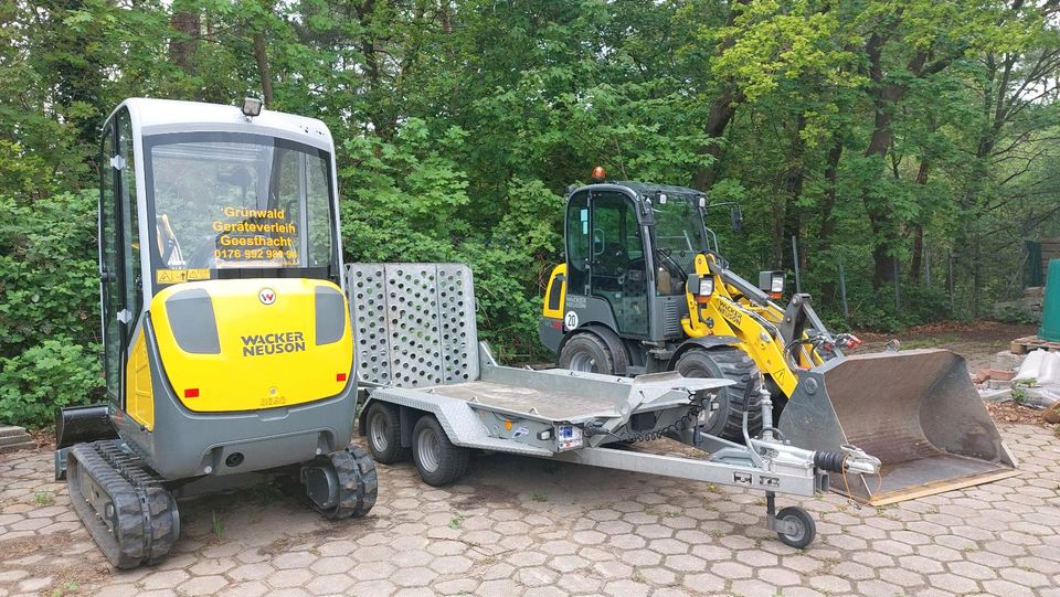 Minibagger 2 Tonnen mit Powertilt Sieblöffel Mieten Verleih in Geesthacht