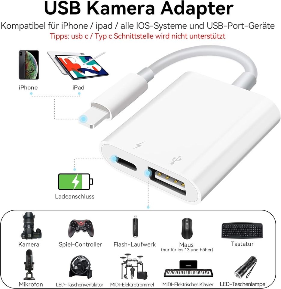 SUNTRSI - USB Kamera Adapter (Weiß) in Düsseldorf