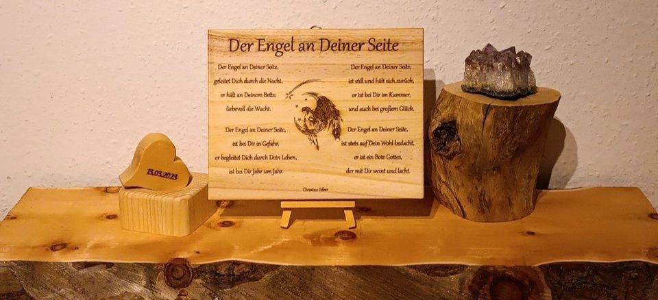 Holzbild Meditation Engel Gedicht in Mitterfels