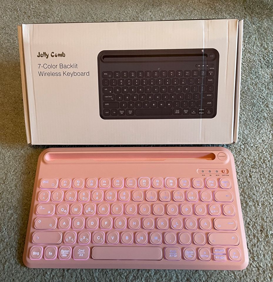 Funk Tastatur „Jelly Comb“ Kinder Farbwechsel für Handy Tablett in Unterwellenborn