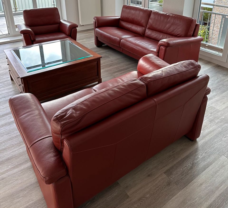 Leder Sessel/Sofa in Rot in Oldenburg