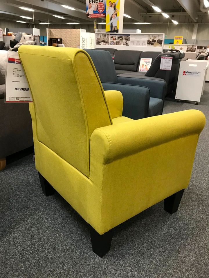Kleiner Sessel Luan Webstoff Gelb Füße schwarz in Kulmbach