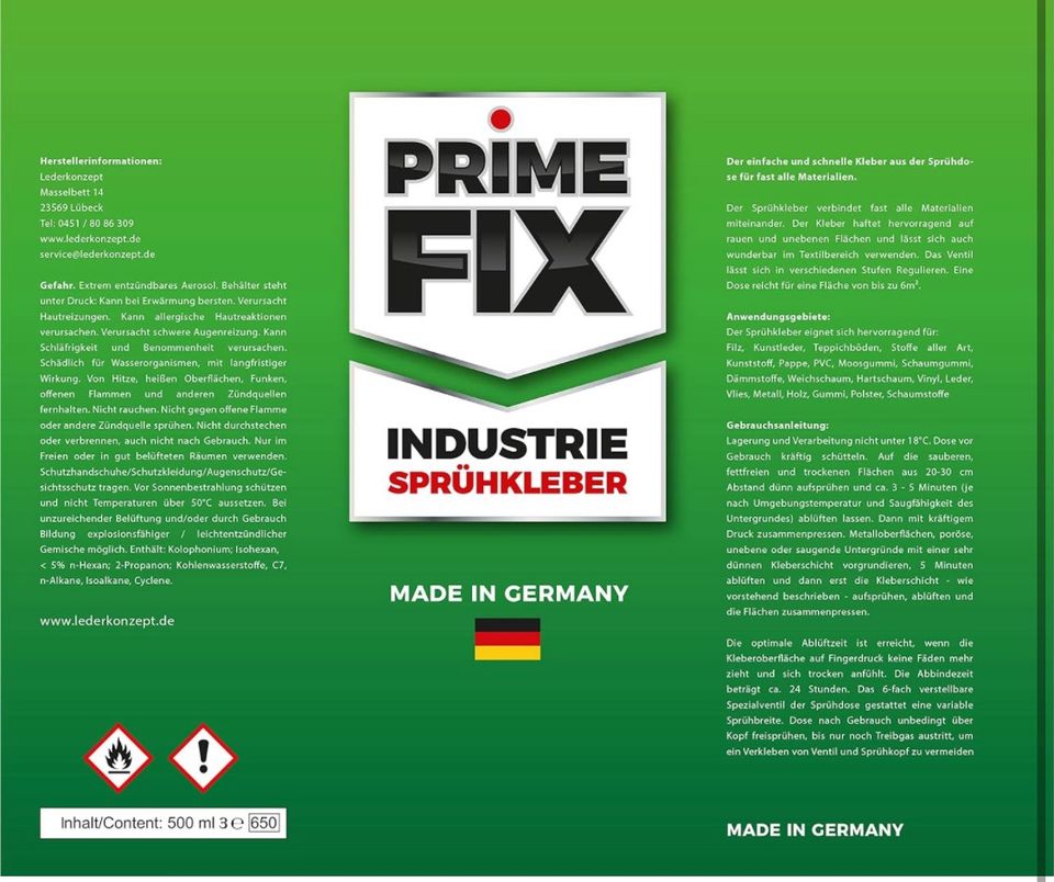 Prime FIX Sprühkleber - Industriekleber - extra stark 500ml in Dormagen