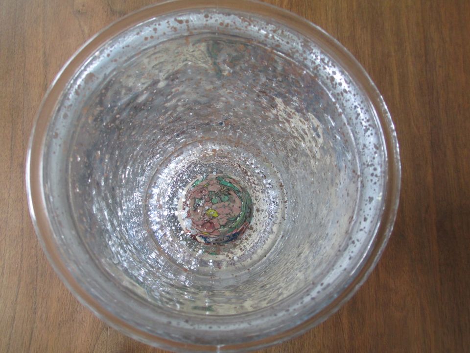 Modernes Windlicht Kerzenhalter Glas versilbert h 20 d 13 cm in Barbing