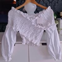 *NEU* Zara Oberteil sexy Top Vintage Rüschen crossover Gr L weiß Berlin - Steglitz Vorschau