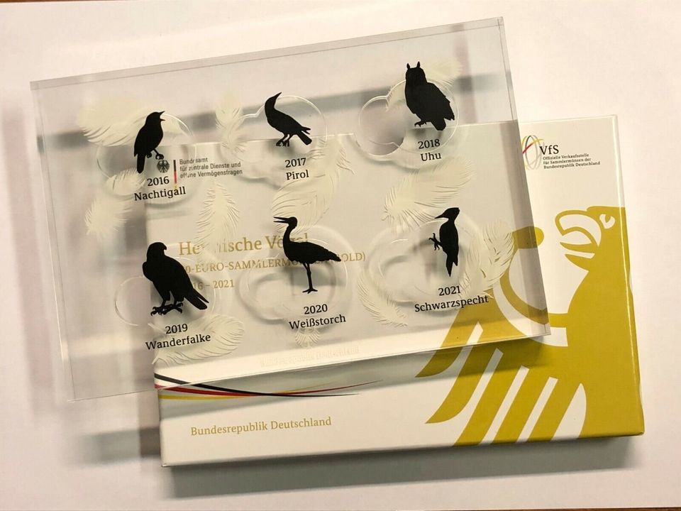 Acrylsammelbox für Goldmünzen Heimische Vögel 2016-2021 in Kölleda