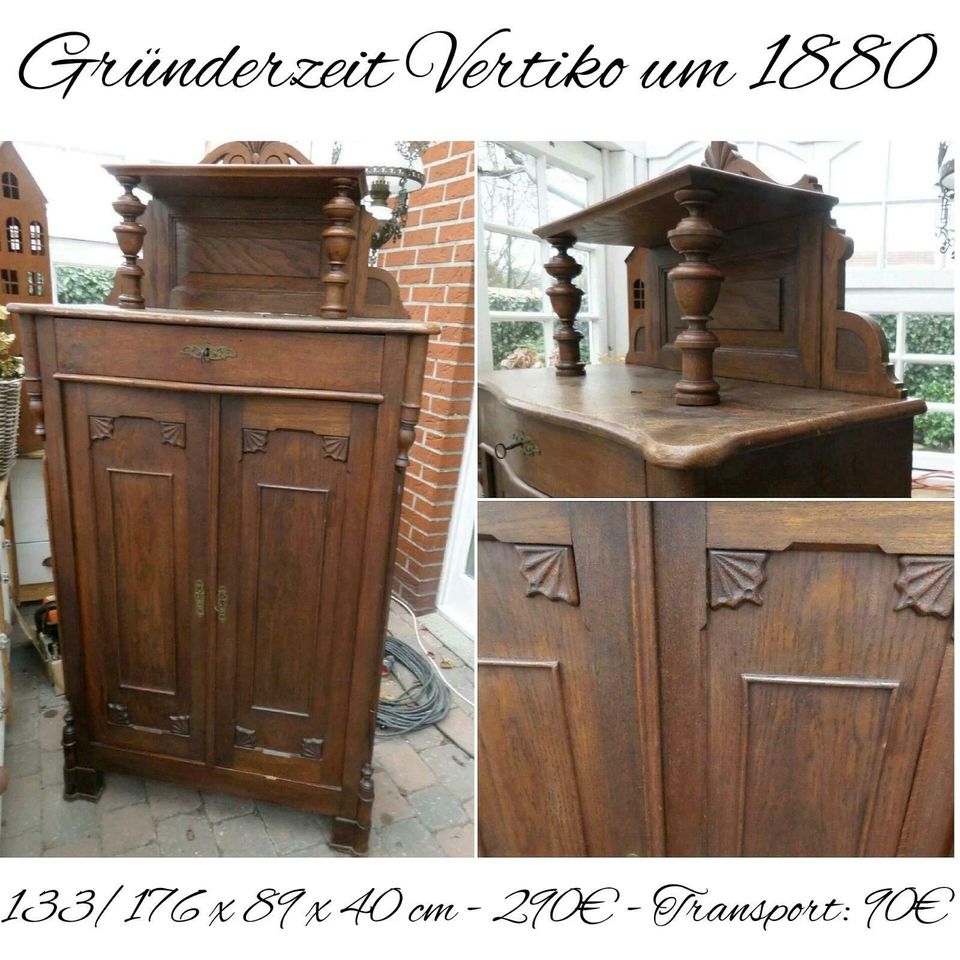 Gründerzeit Vertiko um 1880 Nussbaum Kommode Schrank Antik Shabby in Gommern