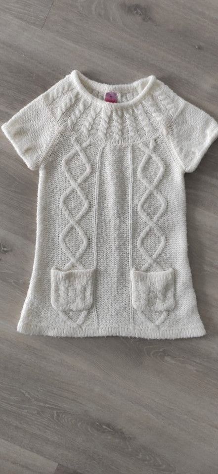 weißes Strickkleid mit Kurzarm - TIK&TAK - Gr. 128 in Bad Kissingen