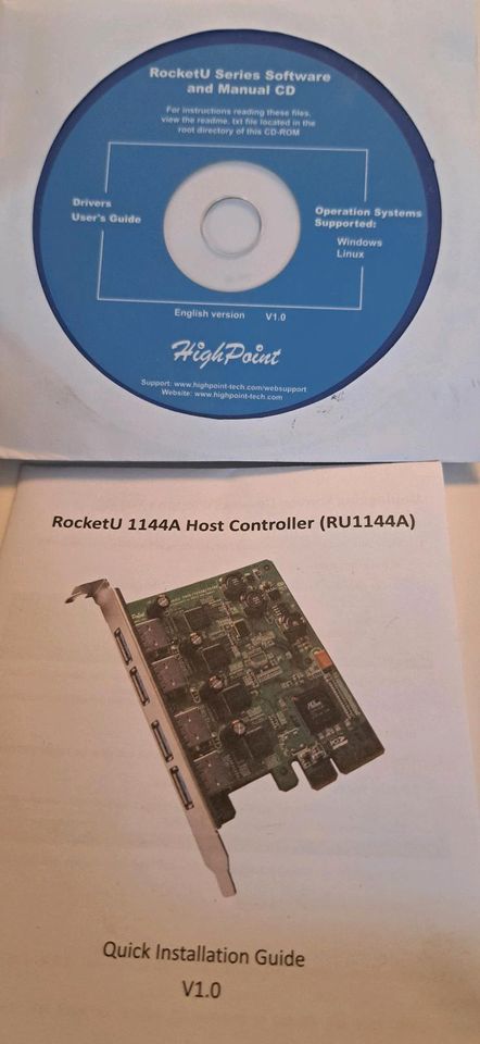 Highpoint 4 Port RocketU 1344A USB 3.1 Gen2 10GB/s PCIe 3.0 x4 HB in Übersee