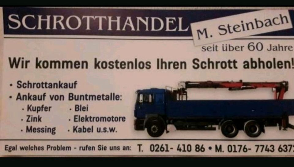 Schrotthandel Schrott Ankauf Kupfer Kabel Messing Schrotthändler in Koblenz