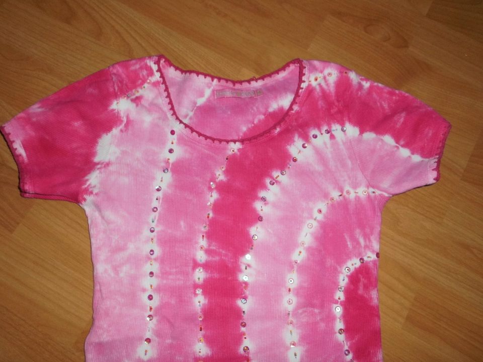 Batikshirt Baumwolle rosa pink mit Pailletten Perlen Gr. S in Hohnstorf (Elbe)