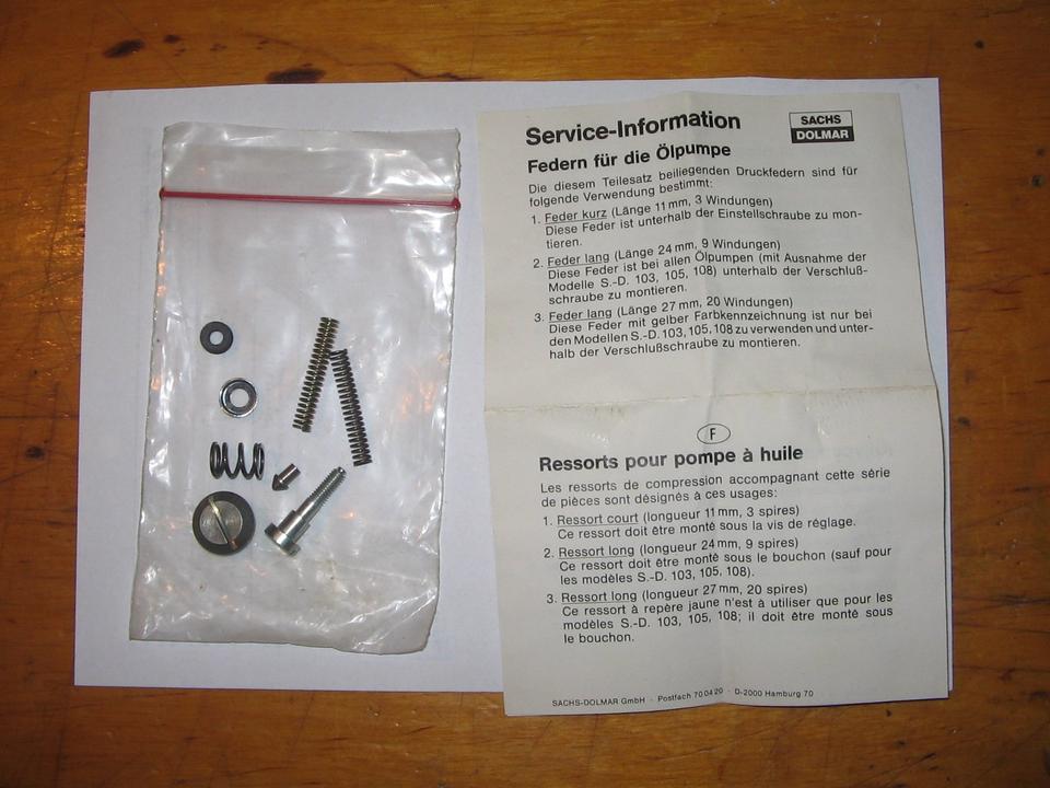Sachs Dolmar Motorsäge/Kettensäge Ölpumpe Kleinteile NOS in Lütjensee