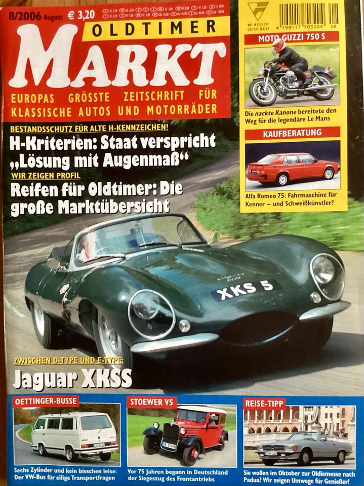 OldtimerMarkt 8/2006, Jaguar XKSS, Alfa Romeo, Moto Guzzi, VW-Bus in Steinfeld