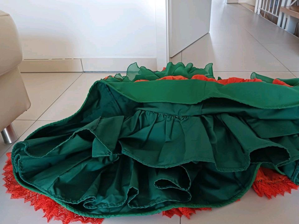 Flamencokleid Mariacruz/Sevilla für Mädchen, grün/orange in Worms