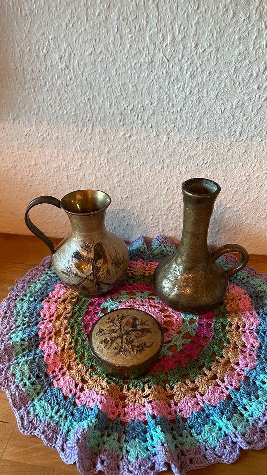 Vase & Dose mit Motiv /alter schwerer Krug Messing/Bronze ab 9€ in Hannover