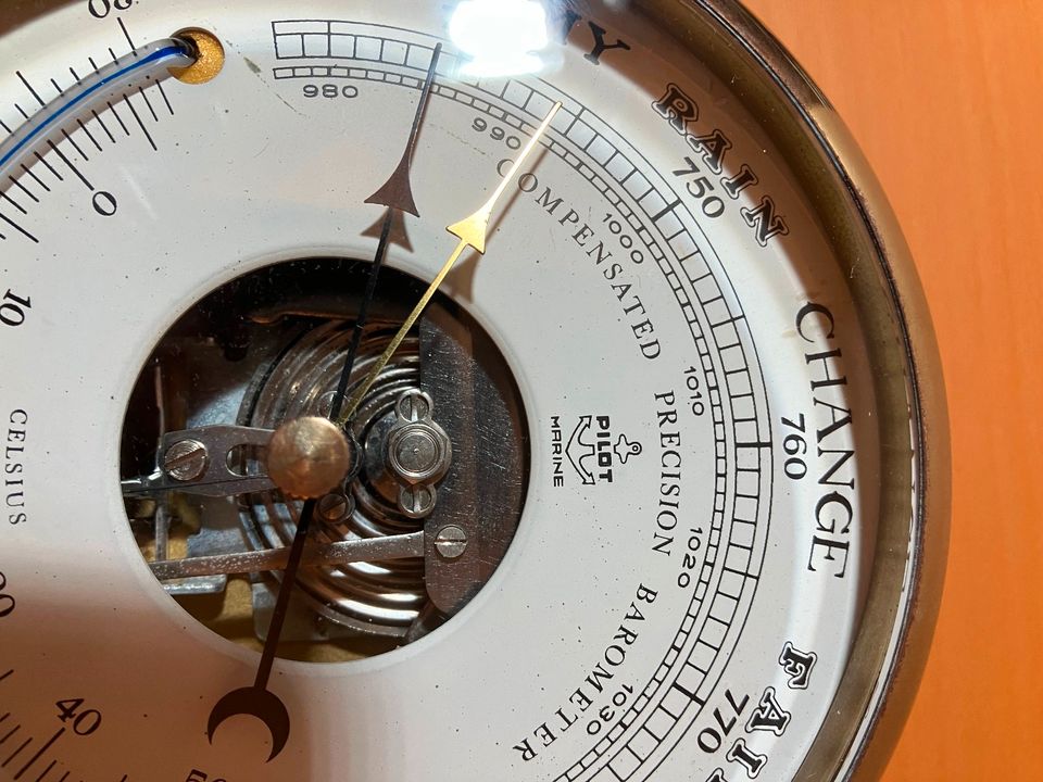 Schiffs-Barometer/Thermometer Messing 150mm Ziffernblatt in Zülpich