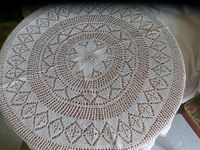 Tischdecke - Rund - Weiß  -Gestrickt - Ø 110 cm - Handarbeit Thüringen - Arnstadt Vorschau