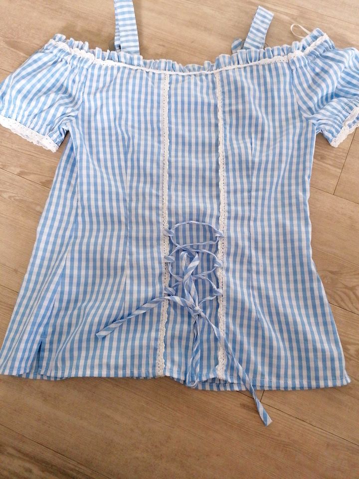 Bluse Tracht Trachtenbluse XS 34 36 hellblau karriert in Thannhausen