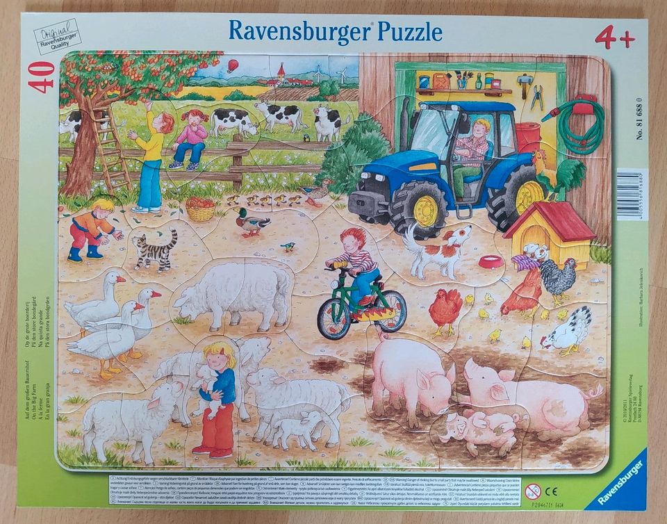 Ravensburger Kinder Rahmen-Puzzle Steck-Puzzle 40 Teile Bauernhof in Hohenahr