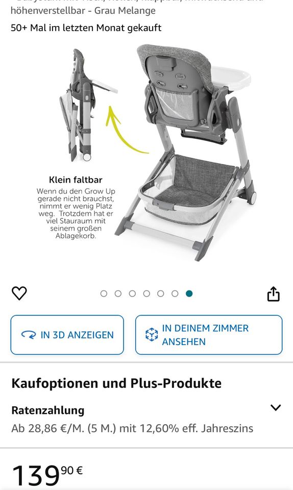 Baby  Hochstuhl Hauck Grau in Bad Kissingen