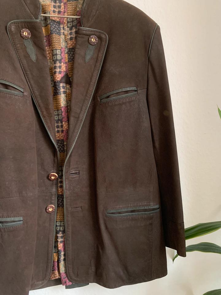 Vintage 90s Trachten Jacke Lederjacke Velours M-XL in Kiel
