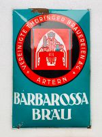 ‼️ EMAILSCHILD Barbarossa Bräu Thüringen Emailleschild um 1930 Saarland - Schiffweiler Vorschau