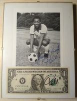 Autogrammkarte Pelé und Unterschrift auf 1-Dollar-Note Nordrhein-Westfalen - Oelde Vorschau