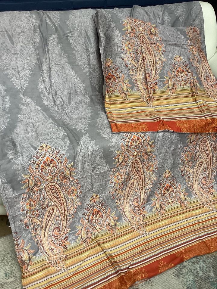 BASSETTI SATIN BETTWÄSCHE ELBA G1 grau orange 155x220cm OVP in Schwalmtal