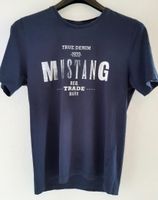 Herren Männer T-shirt blau M casual mit Logo Muster Mustang Bayern - Stegaurach Vorschau