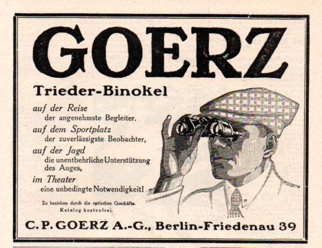 Goerz "Binokel" Werbung Reklame-Anzeige 1923 Vintage-Deko in Steinen