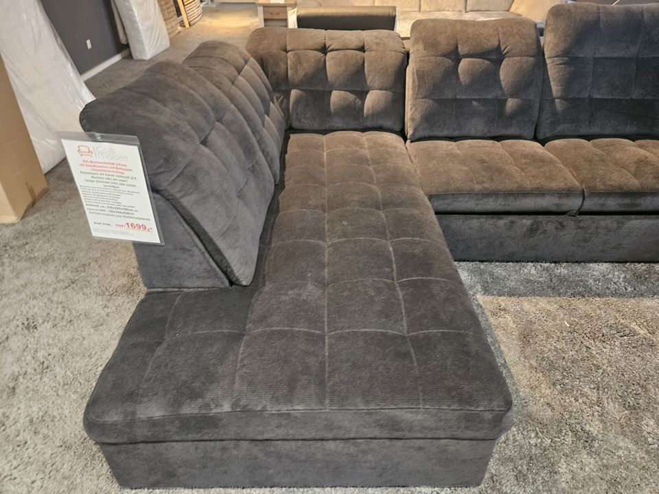 NEU XXL Wohnlandschaft Couch Bettfunktion + Kasten anthrazit %%% in Borken