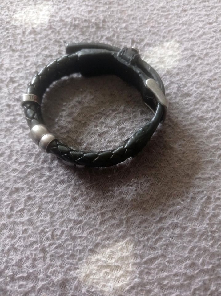 Fossil Herrenarmband schwarz Leder in Bad Zwischenahn