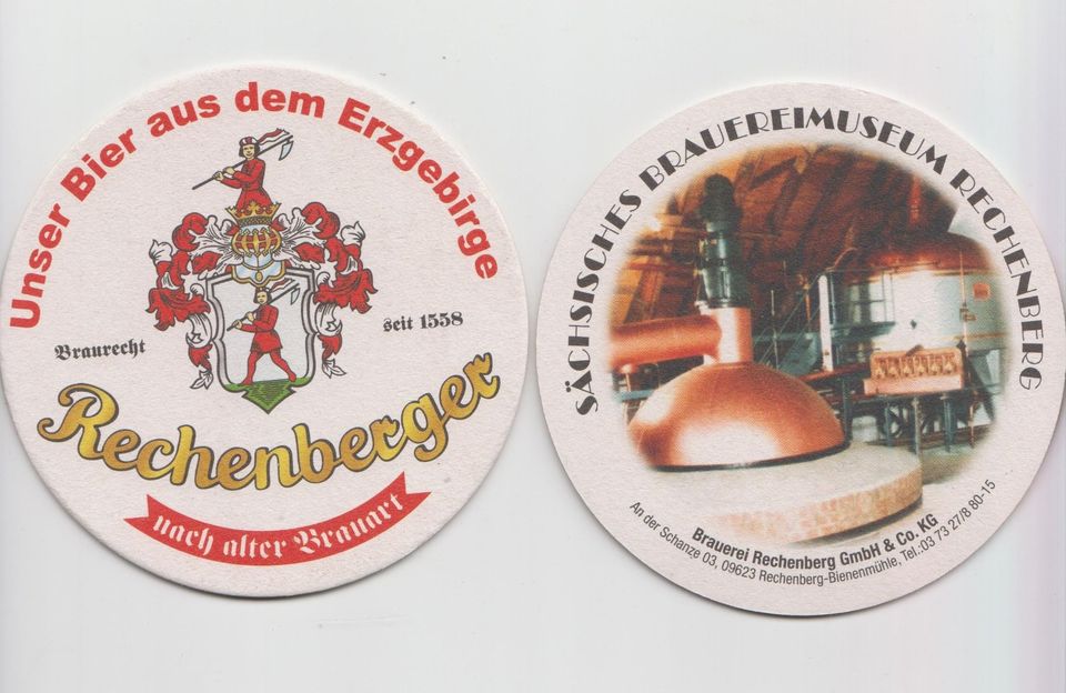 Bierdeckel Privatbrauerei Sachsen Rechenberg beidseitg bedruckt in Bad Kösen